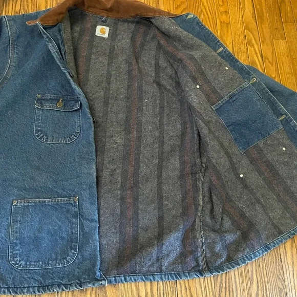 SOLD-Carhartt Men's Blanket Lined Chore Jacket with Corduroy Collar-SOLD- - Picture 6 of 7